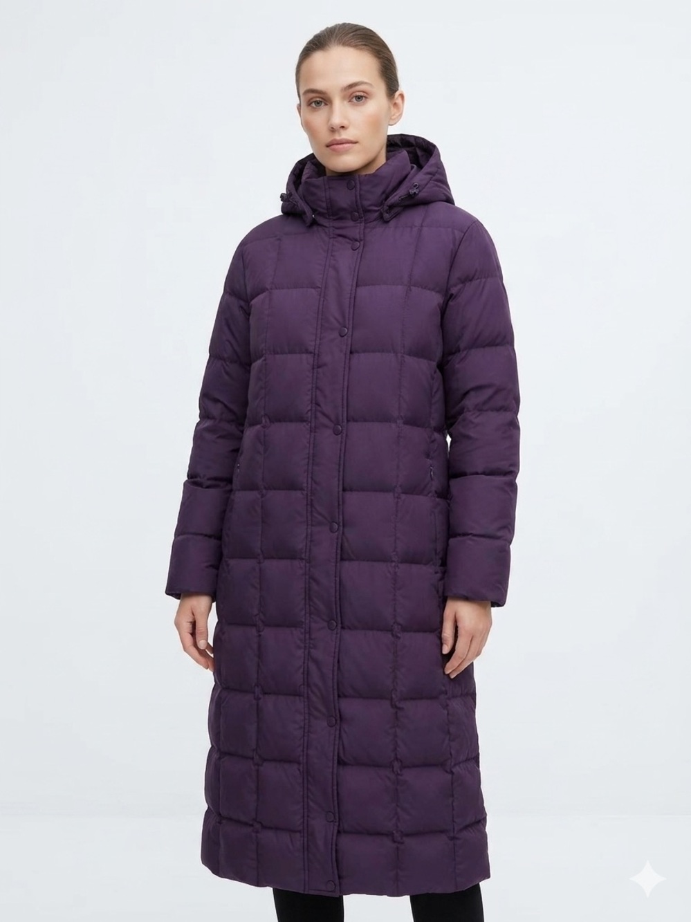 Lands' End Chalet Full Length Down Puffer Coat Purple M Refined Minimalism